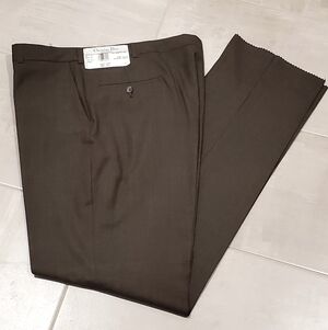 Christian Dior Vintage NWT Worsted Wool Brown Dress Pants, Men's 38